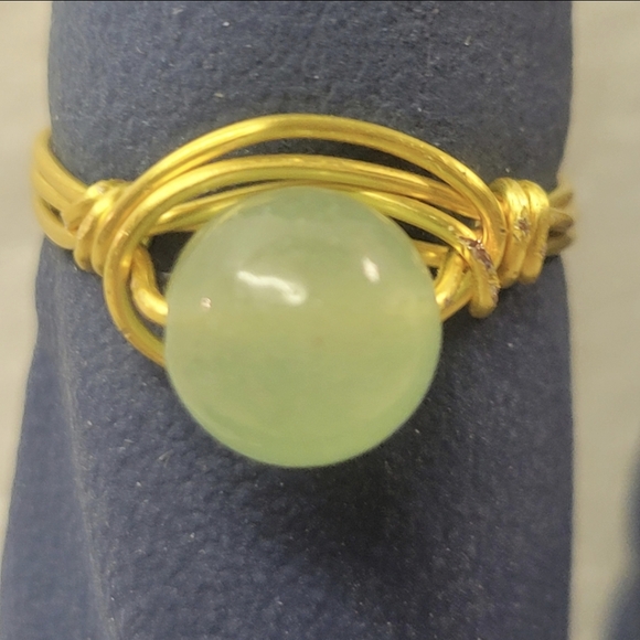 Hand Crafted Jewelry - Gold and Natural Green Aventurine Stone Ring